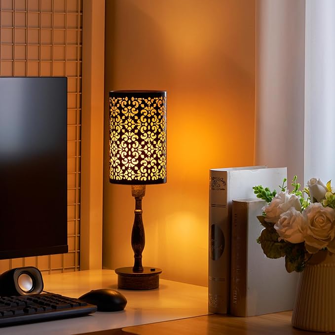 UMEXUS LED Rechargeable Cordless Table Lamp with Dimmer, Small Battery Operated Lights, Touch Nightstand Lamp, Vintage Bronze Ambient Lighting Home Living Room Side End Entryway Table Outdoor Patio