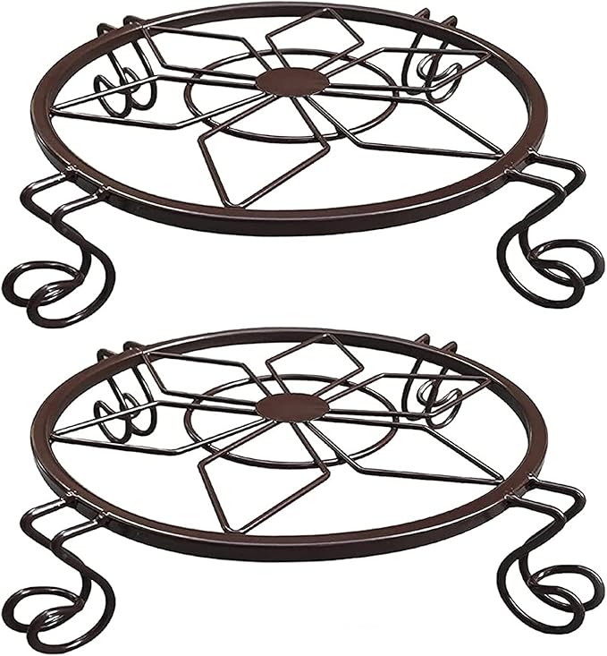 Flower Pot Stand Heavy Duty 2 Pack Planter Holder Indoor Outdoor Home & Garden Decor(Champagne)