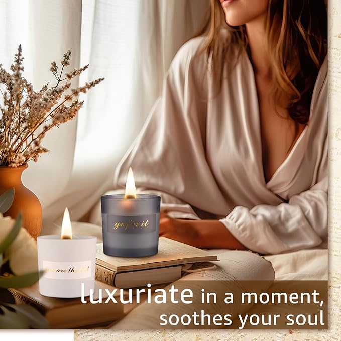 MTLEE 9 Pcs Motivational Aromatherapy Gifts Inspirational Soy Wax Scented Candles Bulk with Wooden Wicks Luxury Gift Box for Women Men Teacher Birthday Engagement Gift, 2.12 oz