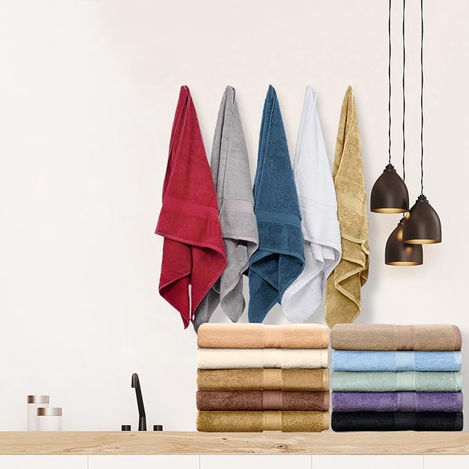 Superior Egyptian Cotton 6-Piece Towel Set, Bathroom Essentials, Towels For Bathroom, Apartment, Airbnb, Guest Bath, Face, Hand, Bath Towels, Washcloths, Absorbent, Fast Drying, Sapphire