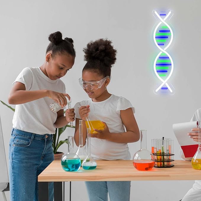 DNA Double Helix Neon Signs for Wall Decor, Dimmable LED DNA Neon Light Art Wall Sign, USB Powered for Man Cave Gaming Room Bedroom Biology Science Gift Decor for Nurse Doctor Physician(4.7 * 16.1in)