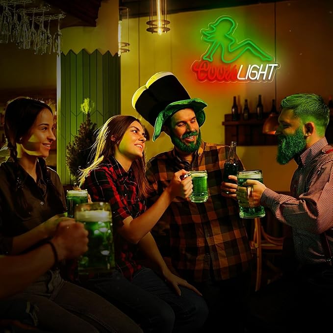 Crs Light Neon Sign, Beer Neon Signs for Man Cave Bar Decor, Green Lady LED Neon Lights Signs