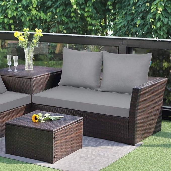 Outdoor Loveseat Cushion Set 46'' x 26'', Outdoor Deep Seat Cushions for Patio Furniture, Water Repellent Outdoor Seat Cushion and Couch Back Cushions for Bench, and Swing (Light Grey)