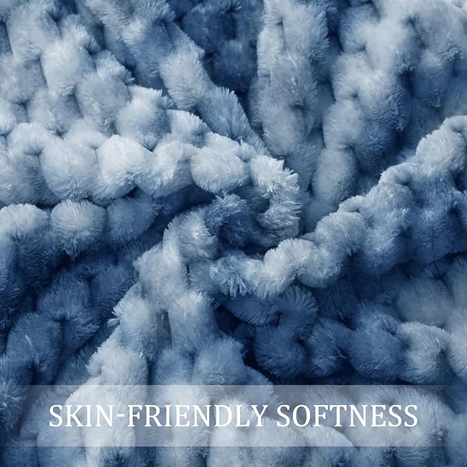 Exclusivo Mezcla King Size Soft Fleece Blanket, 90x104 Inches Stylish Jacquard Velvet Blanket for Bed, Fuzzy Cozy Lightweight for All Season, Tie-dye Stone Blue
