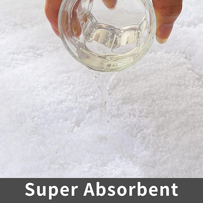 COSY HOMEER Extra Thick Bath Linen Sets Rugs for Bathroom - Anti-Slip Bath Mats Soft Plush 100% Strong Mirco Polyester Living Room Bedroom Water Absorbent(White,20x32+24x48 -Inches)