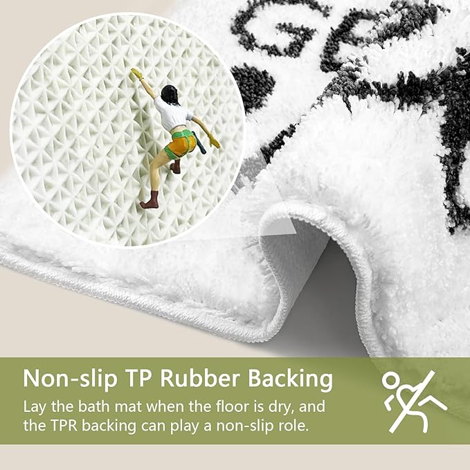 Small Get Naked Bathroom Rugs - Funny Bath Mats Non Slip Cute Carpet for Bathroom Floor Decor Water Absorbent Bath Rugs for Sink Bathtub and Shower White 16" x 24"