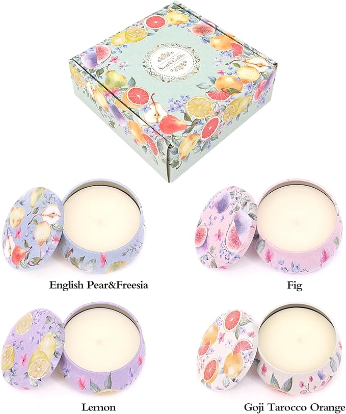 Naimo 4 Pack Scented Candles Long Lasting Soy Wax Aromatherapy Candle for Home Bath Yoga Birthday Gift Set Women Present
