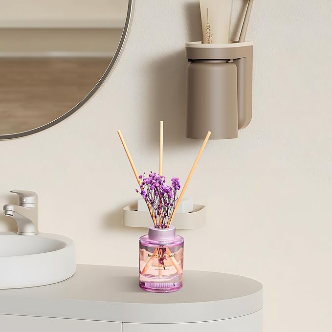 ROUCAS BLANC Reed Diffuser Set with Preserved Flowers, Lavender Scented Diffuser with Sticks, Room Decor & Bathroom Decor, Aromatherapy Home Fragrance Diffuser Gift Set (Purple Lavender)