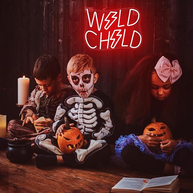 Wild Child Neon Sign Dimmable Creative LED Wall Decor for Home Colorful Neon Lights for Child Edgy Room decor Teens Unique Back to School Gift for students