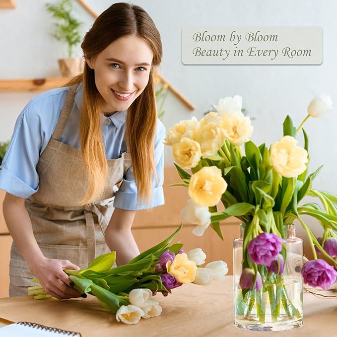 Clear Glass Vases Flower Vases for Centerpieces 9" Large Glass Cylinder Vase for Home Wedding Party Events Office Entryway Décor (Transparent)