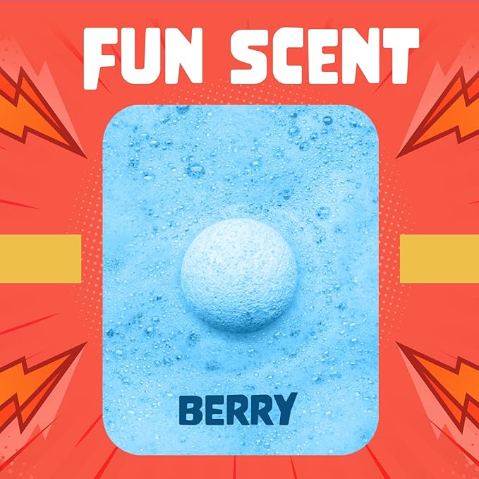 Superhero Bath Bombs for Kids & Boys with Surprise Hero Toys Inside (1 Pack) - Large Bubble Bomb for Boys & Girls - Fruity Scent, Relaxing, Gift for Children, Made in USA by Two Sisters