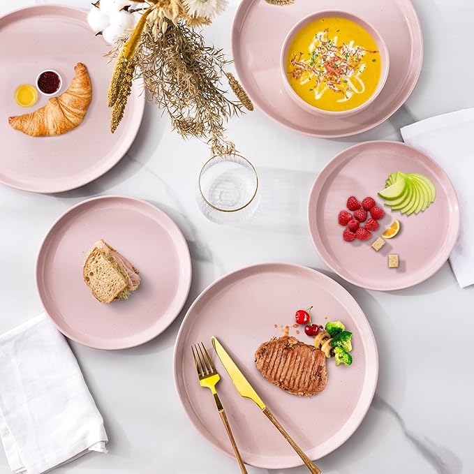 GBHOME Ceramic Dinnerware Sets for 6, 18pcs Stoneware Plates and Bowls Sets, Handmade Chip and Scratch Resistant Dishes Set, Dishwasher & Microwave Safe