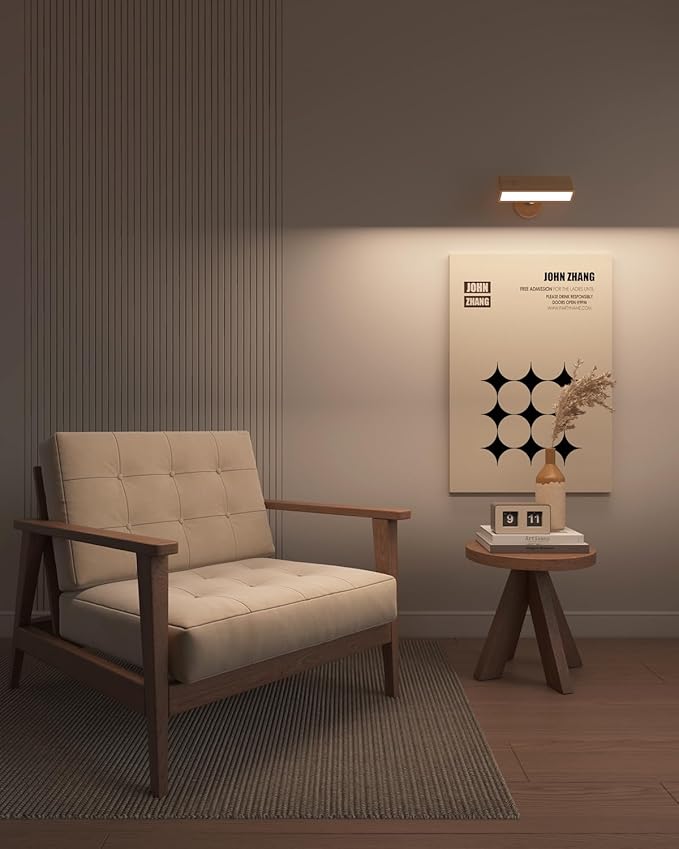 YiLaie Wall Sconces Battery Operated Set of Two,Rechargeable Wall Lamps for Bedroom,Wall Lights Wireless Dimmable,Wood Wall Sconce with 360 Rotation,Peel and Stick Wall Sconces for Bedroom Bedside