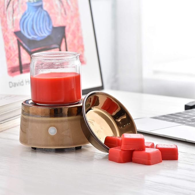 kobodon Ceramic Wax Melt Warmer Candle Wax Warmer for Scented Wax 3-in-1 Electric Wax Melts Wax Cubes Wax Tart Burner Gift for Home Office Decor…
