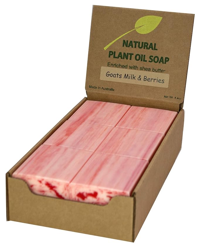 Goats Milk and Berries Scented Natural Soap Bars (12 Bars), 3.5oz Moisturizing French Triple Milled Soap Bars Enriched with Shea Butter - Pure Plant Oil Bath & Body Soap Bars