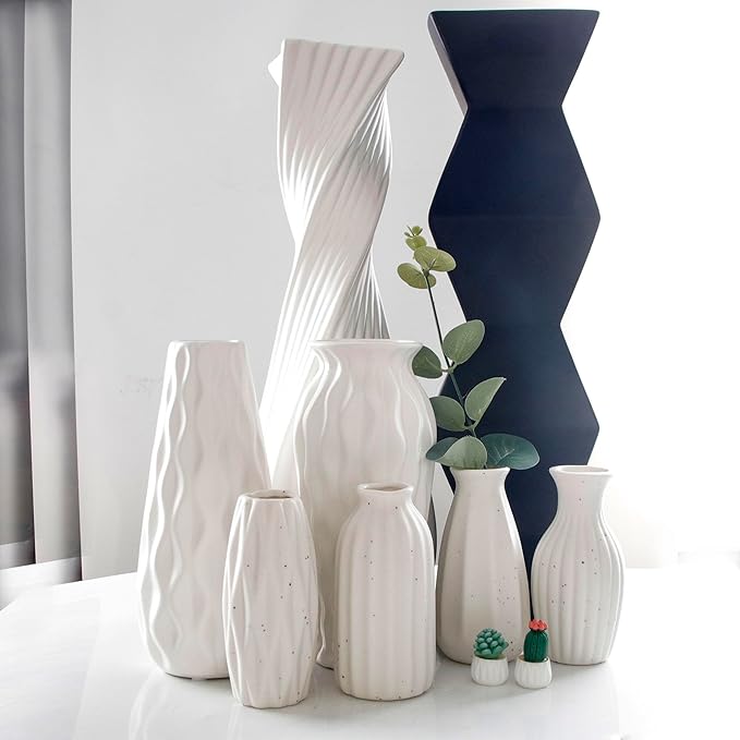 Large White Ceramic Flower Vase - 15.7 in Tall White Floor Vases for Decor Living Room Modern Minimalist Vase for Branches and Dried Flowers,Decorative Fireplace Bedroom Kitchen