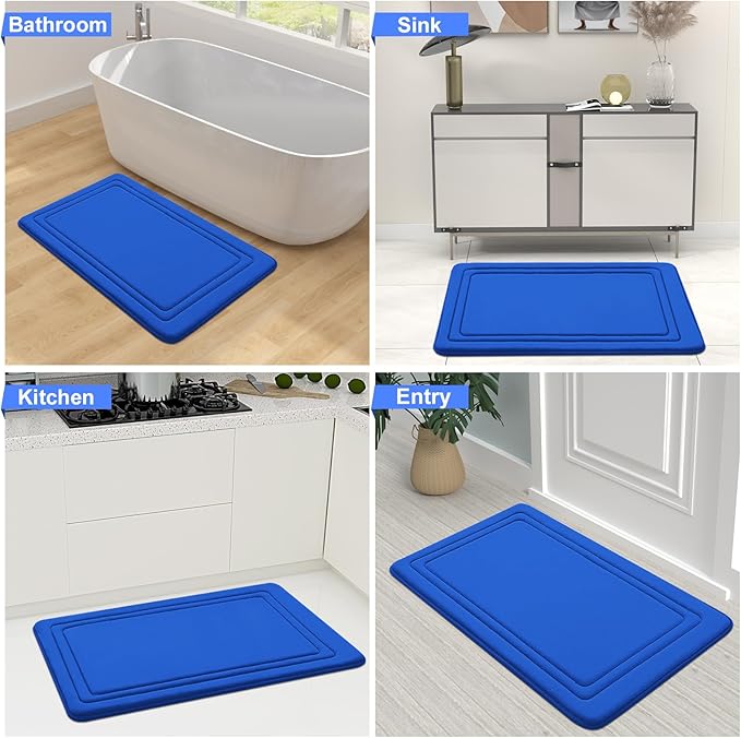 Grandaily Memory Foam Bath Mat Rug 30x20, Ultra Soft, Non-Slip and Absorbent Bathroom Rugs, Machine Wash Dry, Comfortable Bath Carpet for Bathroom Floor, Tub and Shower, Royal Blue