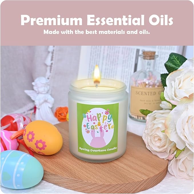 Easter Scented Candle, Spring Floral Collection Soy Aromatherapy Candles, Long Lasting Fresh Scent for Home Decor and Holiday Gifts (7oz, Jasmine)