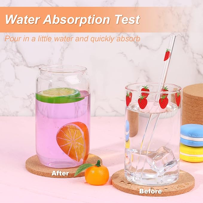 200 PCS Cork Coaster Bulk for Drink Absorbent 4 Inches Tea or Coffee Coaster Set Round Heat Resistant Bar Cup Mat Reusable Table Blank Gift for DIY Craft Holiday Wedding Birthday Party Supply