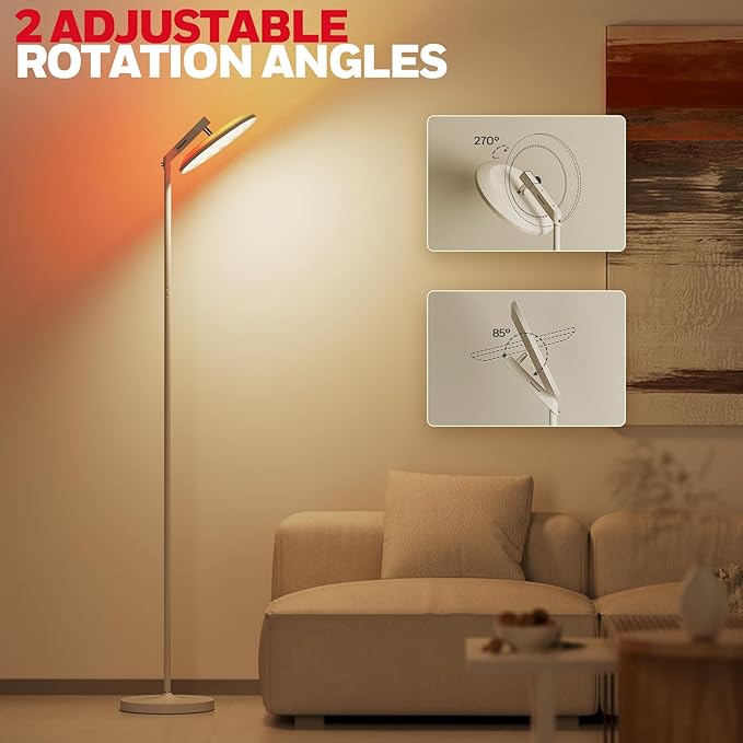 HONEYWELL Floor Lamps for Living Room- F2 Sunturalux™ 2 in 1 40w/3000lm 10.83'' Panel Super Bright Led Floor Lamp with Remote Control,Modern Tall Lamp 6 RGB Modes Standing Lamp for Bedroom,Office