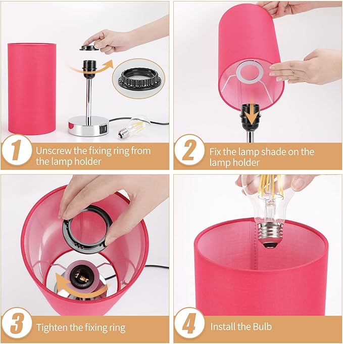 Yarra-Decor Bedside Lamp with USB Port - Touch Control Table Lamp for Bedroom (Red)