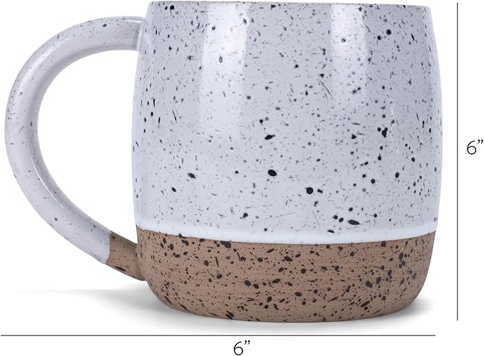 Elanze Designs Speckled Raw Bottom 17 ounce Ceramic Mugs Pack of 4, White