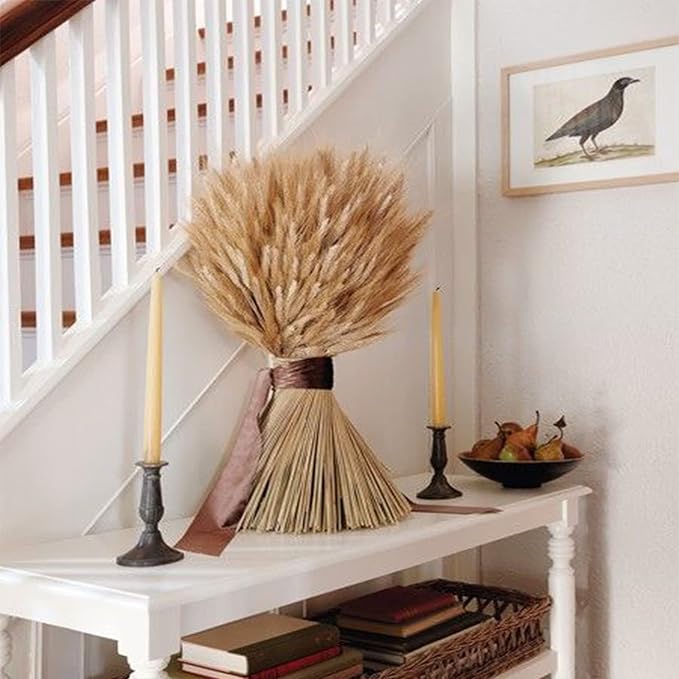 100 Pcs Dried Wheat Sheaves Bundle Golden Natural Wheat Bouquet Bunch Dried Flowers Arrangement for Fall Farmhouse DIY Design Home Table Wedding Party Centerpieces Decor (16")