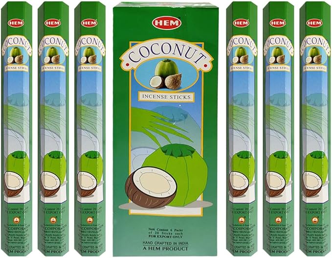 TRUMIRI Coconut Incense Stick Bundle: 121 Pieces (6 Packets of 20), Includes Incense Holder