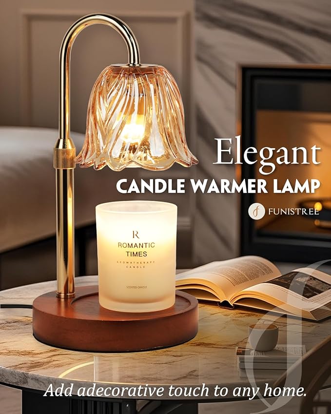 Candle Warmer Lamp, Gold Candle Lamp Warmer with Timer & Dimmer with 2 Bulbs, Birthday Gifts for Women Mom, House Warming Gifts New Home Bedroom Decor, Height Adjustable