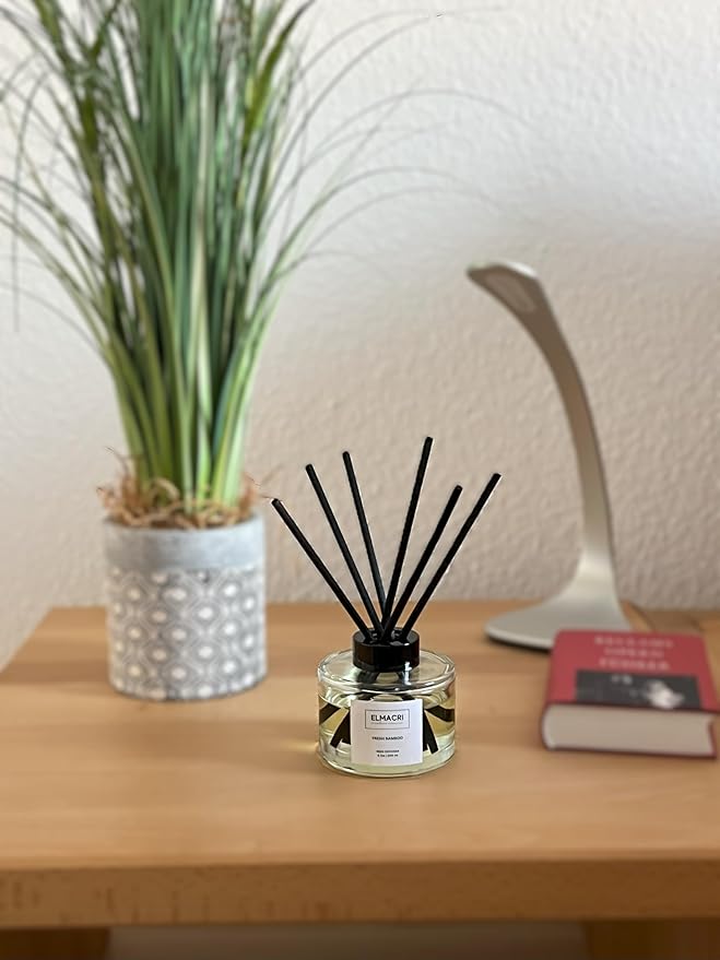 Reed Diffuser, 6.76 fl oz (200ml) - Fresh Bamboo Scent Diffuser for Home, Office, Bathroom - Elegant Home Fragrance with Diffuser Sticks