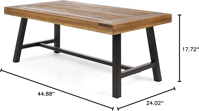 Christopher Knight Home Liton Indoor Acacia Wood Coffee Table, Sandblast Finish / Rustic Metal