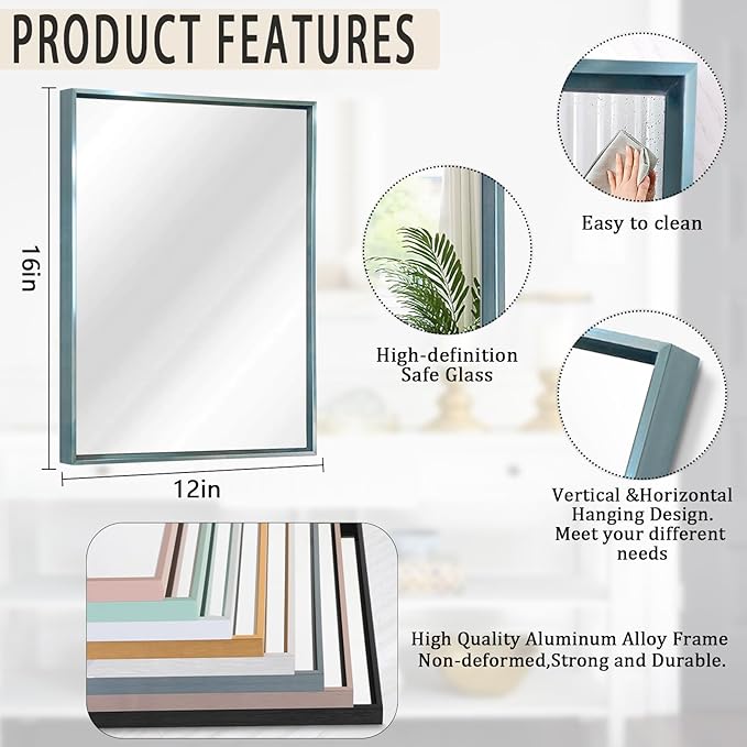 AAZZKANG Small Wall Mirror Decorative Metal Framed Mirrors Modern for Bedroom Bathroom Home Decor Rectangular