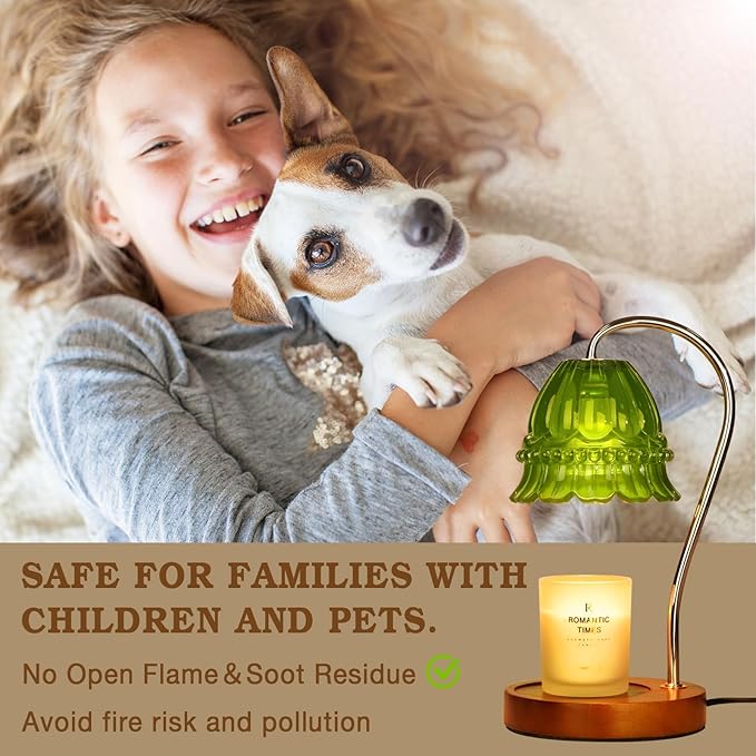 Dimmable Candle Warmer Lamp with Timer, Flower Candle Lamp Warmer for Jar Candle, Womens Gifts Ideas for Mothers Day, Gifts for Mom Unique, Green Home Decor for Bedroom Living Room Decor