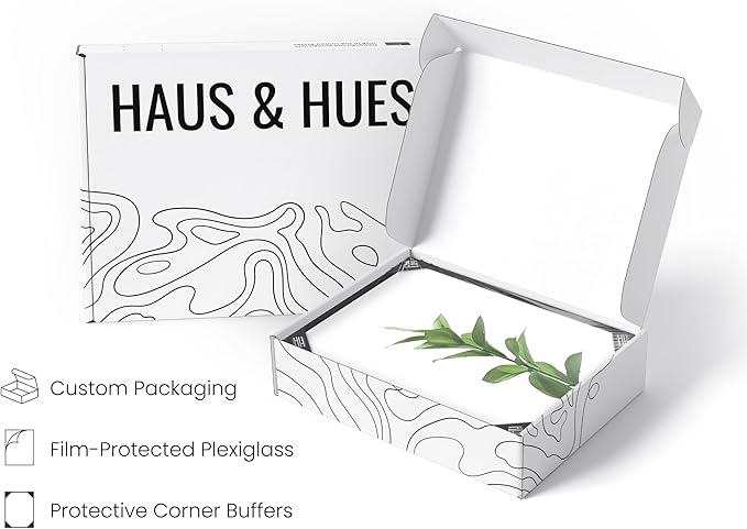 HAUS AND HUES Plant Wall Art - Set of 4 Plant Pictures Wall Art and Green Wall Art Collection, Botanical Prints, Sage Green Leaves Paintings For Wall, Minimalist Wall Art (Black Frame, 11x14)