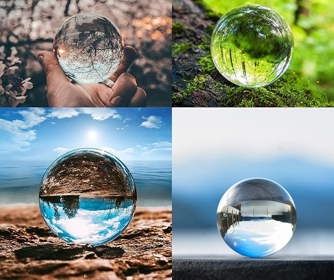 Crystal Ball Glass Globe Decor - Crystal Sphere with Stand & Gift Box, Clear Decorative Crystal Globe, 3D Crystal Ball for Home Decor Photography, Gazing Divination Fengshui Meditation, 3 inch/80mm