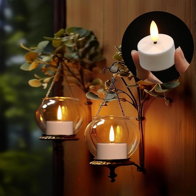 DRomance Rechargeable Flameless Votive Candles with Remote and Timer, 12 Pcs Battery Operated Flickering White Plastic LED Tea Light Candles Charge Base Halloween Christmas Holiday Decor(1.6" x 1.9")