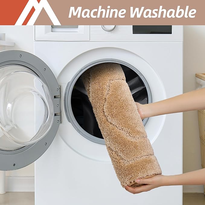 COSY HOMEER Bathroom Rugs Mat 24”x60” Absorbent Non-Slip Bath Mat, Plush Shaggy Bathroom Runner, Machine Washable Large Soft Bath Mats for Bath Floor,Tub and Shower,Beige