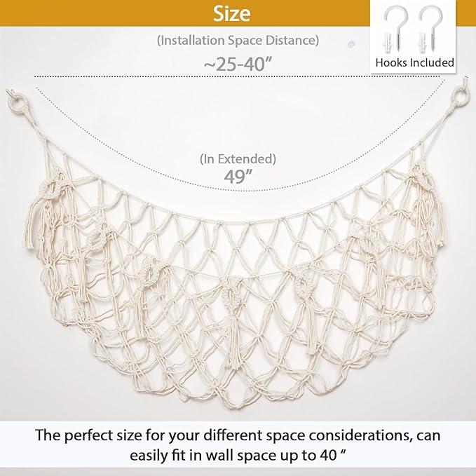 Stuffed Animal Soarage Hammock Macrame Toy Diaplay Plush Toy Holder Ceiling Hanging Net for Stuffed Animal Storage (Cream, Small)