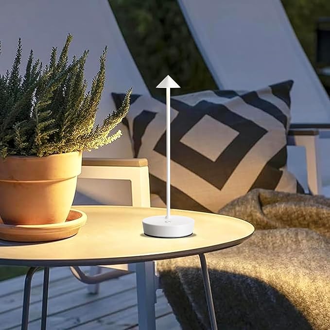 Set of 2 Rechargeable Cordless Table Lamp,6000mAh LED Battery Operated Desk Lamp Touch 3 Color Dimming Portable Outdoor Waterproof Table Light for Patio/Restaurant/Dining/Home (White)