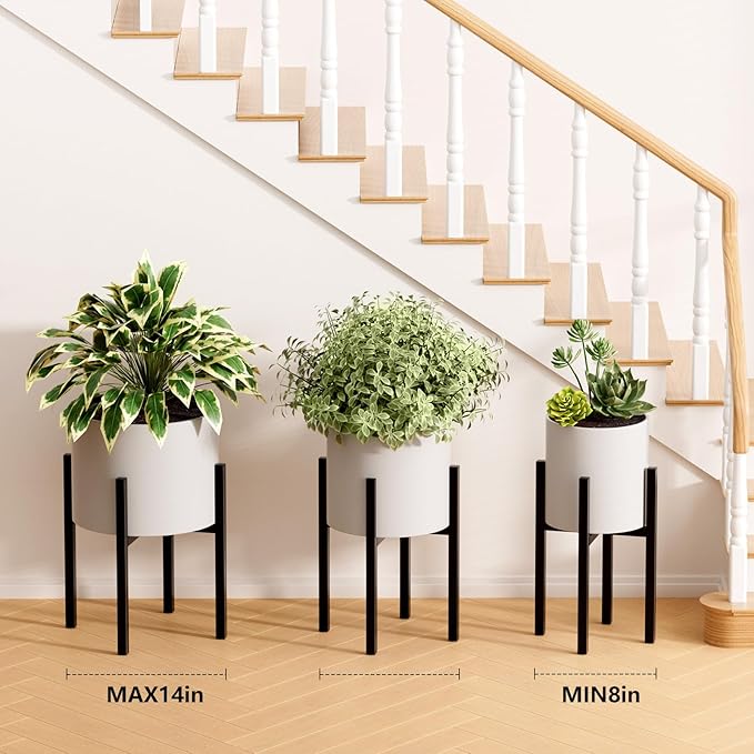 Urban Deco Adjustable Metal Plant Stand Outdoor & Indoor Planter With Stand Fits for 8-14 Inch Plant Holder Mid Century Modern Flower Stand Corner Outdoor Plant Stands for Patio