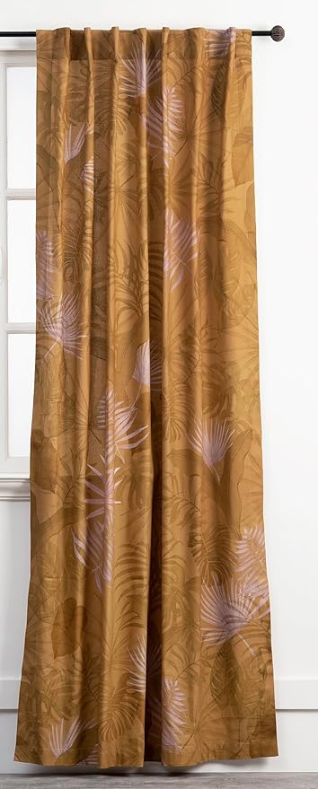 Maison d' Hermine Curtains for Living Room 100% Cotton 108 inch Length One Panel Light Filtering Curtains for Bedroom Windows with Rod and Loop Pockets Drapes (Creole Caramel, 50" W x 108" L)