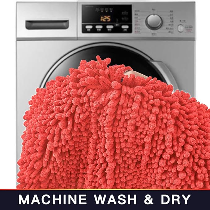 Walensee Bathroom Rug Non Slip Bath Mat (36x24 Inch Coral) Water Absorbent Super Soft Shaggy Chenille Machine Washable Dry Extra Thick Perfect Absorbant Best Large Plush Carpet for Shower Floor
