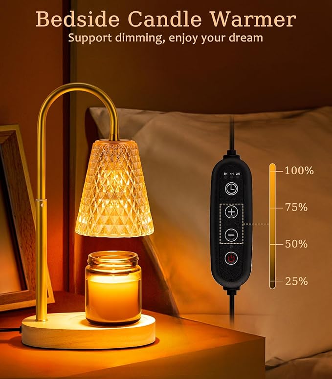 Candles Warmers Lamps with Timer - Electric Candle Wax Warmer Lamp for Jar Candles Burner Dimmable Light No Flame Scented Warming Adjustable Height