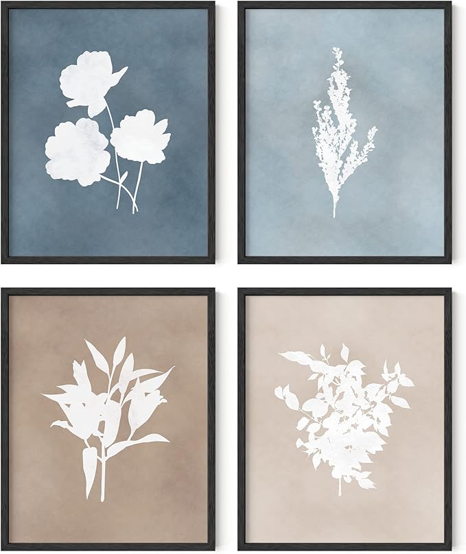HAUS AND HUES Floral Wall Art - Set of 4 Plant Posters for Wall Vintage Botanical Prints, Flower Pictures for Room Aesthetic Vintage Art Prints Flower Wall Art (16x20, Unframed)