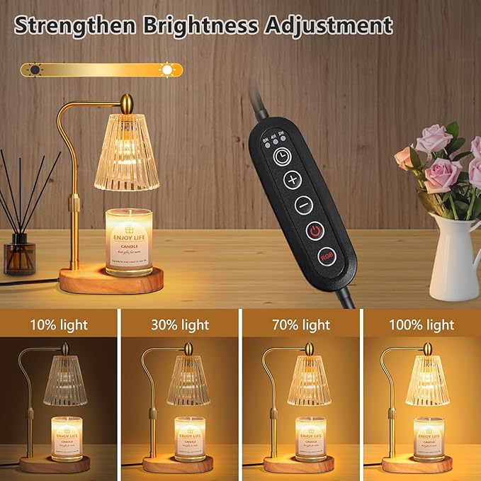 Candle Warmer Lamp with 8 Colors LED Changing,with Timer Dimmer Adjustable Height,Mothers Day Gifts,Vintage Home Decor