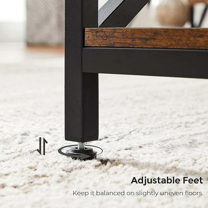 VASAGLE Coffee Table, Cocktail Table with Storage Shelf and X-Shape Steel Frame, Industrial Farmhouse Style, 39.4 x 21.7 x 17.7 Inches, Rustic Brown and Black ULCT200B01V1