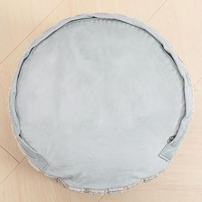 Asuprui Round Ottoman Pouf Ottoman Foot Stool Seat Faux Fur Bean Bag Foot Rest Floor Chair Leg Rest for Living Room, Bedroom or Wedding Gifts 20x20x14 Inches (Light Gray)