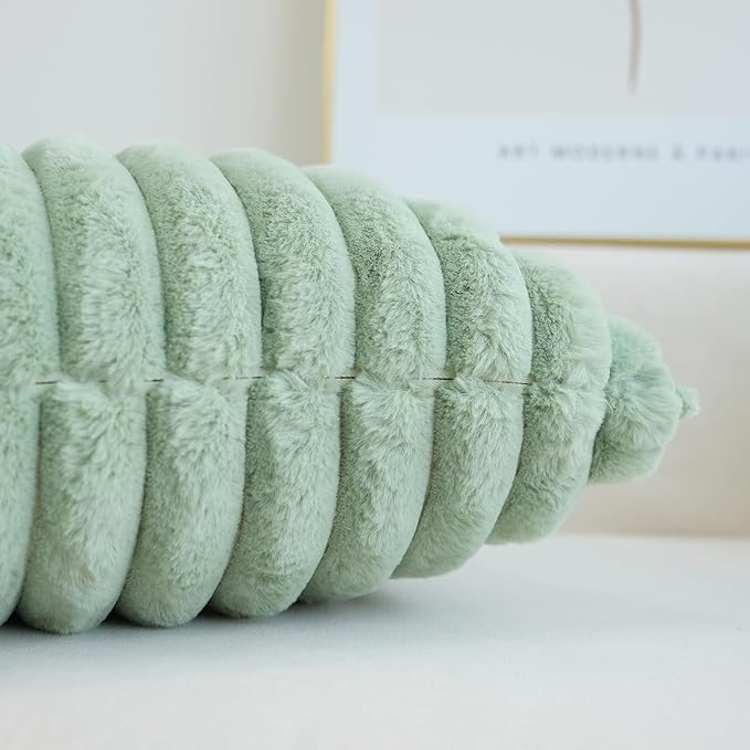 JOJUSIS Pack of 2 Faux Fur Plush Decorative Throw Pillow Covers Couch Cushion Case Soft Pillowcases (Sage Green, 12 x 20-Inch)
