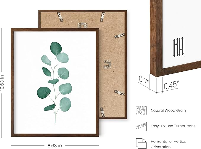HAUS AND HUES Plant Wall Art - Botanical Prints Wall Art, Green Wall Art Collection Set Plant Pictures Wall Art, Leaves Paintings For Wall Minimalist Wall Art Sage Green Decor (8x10, Framed Walnut)