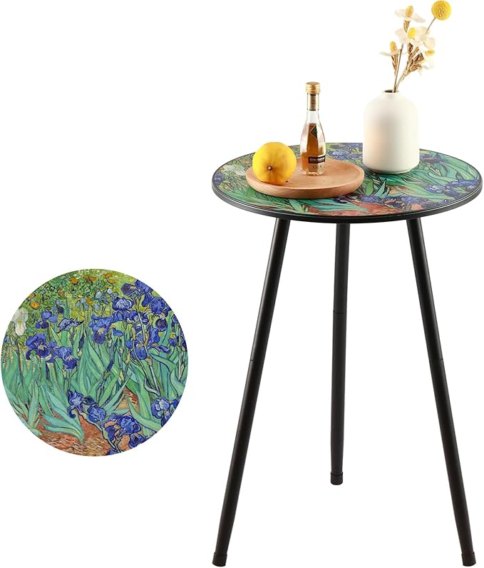 Outdoor Side Table 1 pcs Patio Side Tables for Outside End Tables Small Outdoor Table Round Patio End Table Modern Metal Side Table Outside, Patio, Indoor, Bedroom, Living Room, Small Spaces, Iris